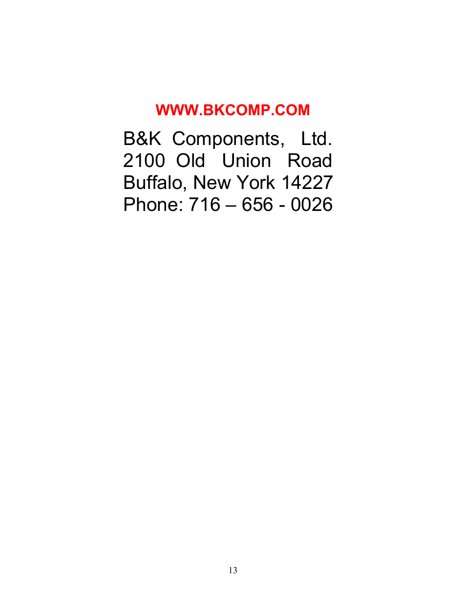 Www.bkcomp.com | B&K ST55.2 User Manual | Page 16 / 16