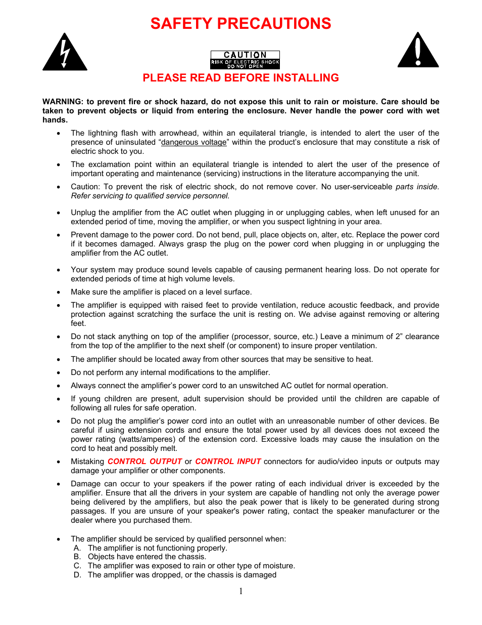 Safety precautions, Please read before installing | B&K ST55.2 User Manual | Page 4 / 16