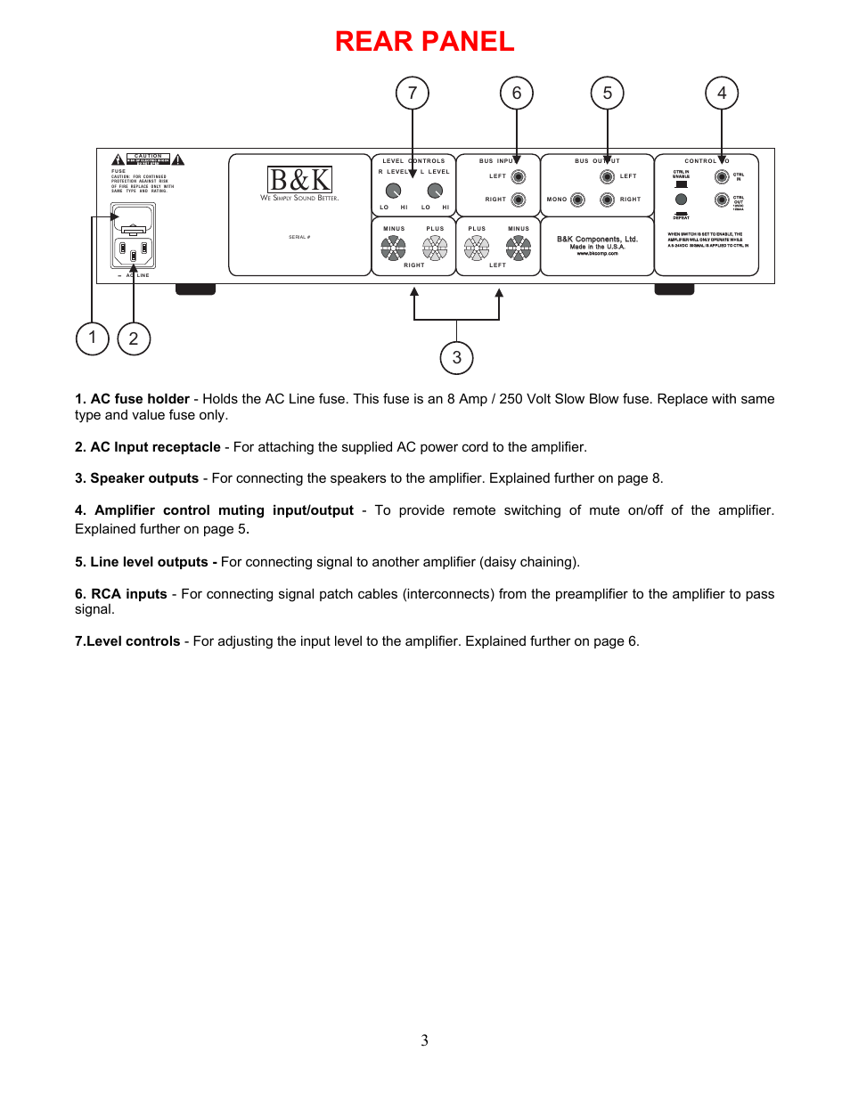 Rear panel | B&K ST55.2 User Manual | Page 6 / 16