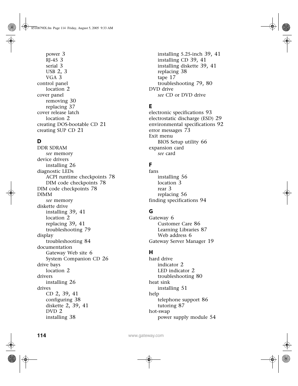 Gateway E-9220T User Manual | Page 119 / 124
