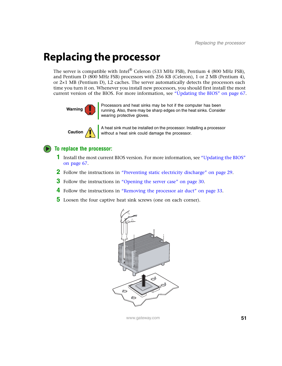 Replacing the processor | Gateway E-9220T User Manual | Page 56 / 124