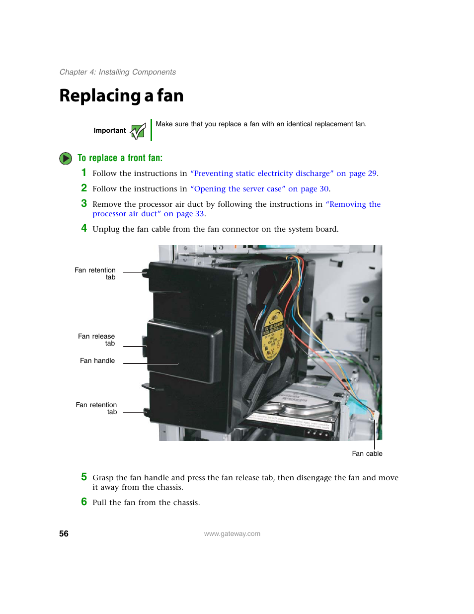 Replacing a fan | Gateway E-9220T User Manual | Page 61 / 124