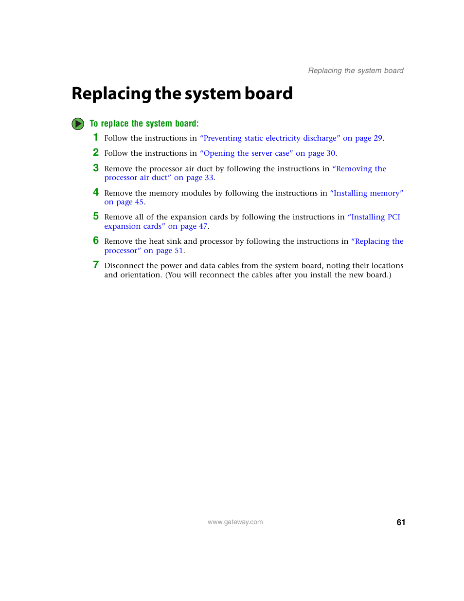Replacing the system board | Gateway E-9220T User Manual | Page 66 / 124