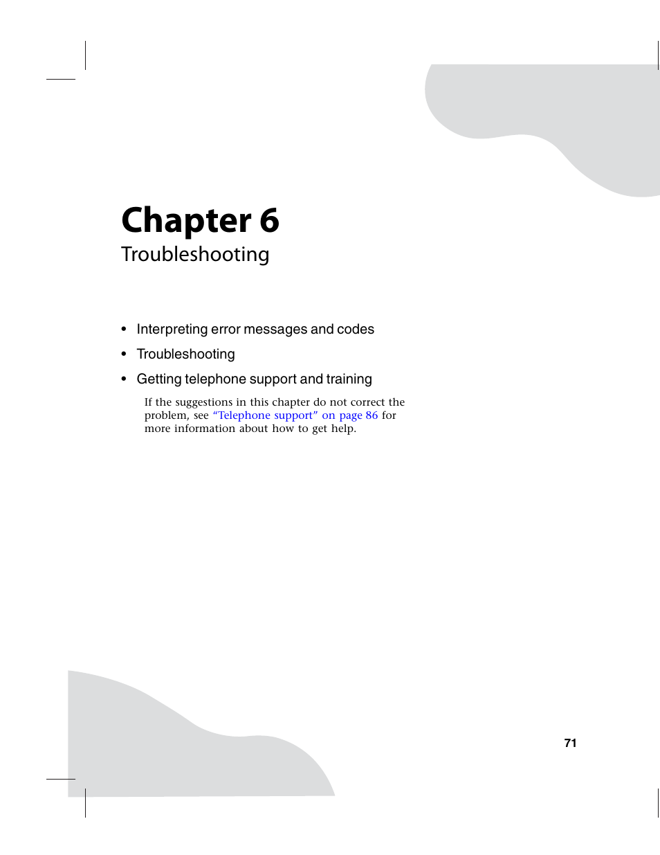 Troubleshooting, Chapter 6 | Gateway E-9220T User Manual | Page 76 / 124