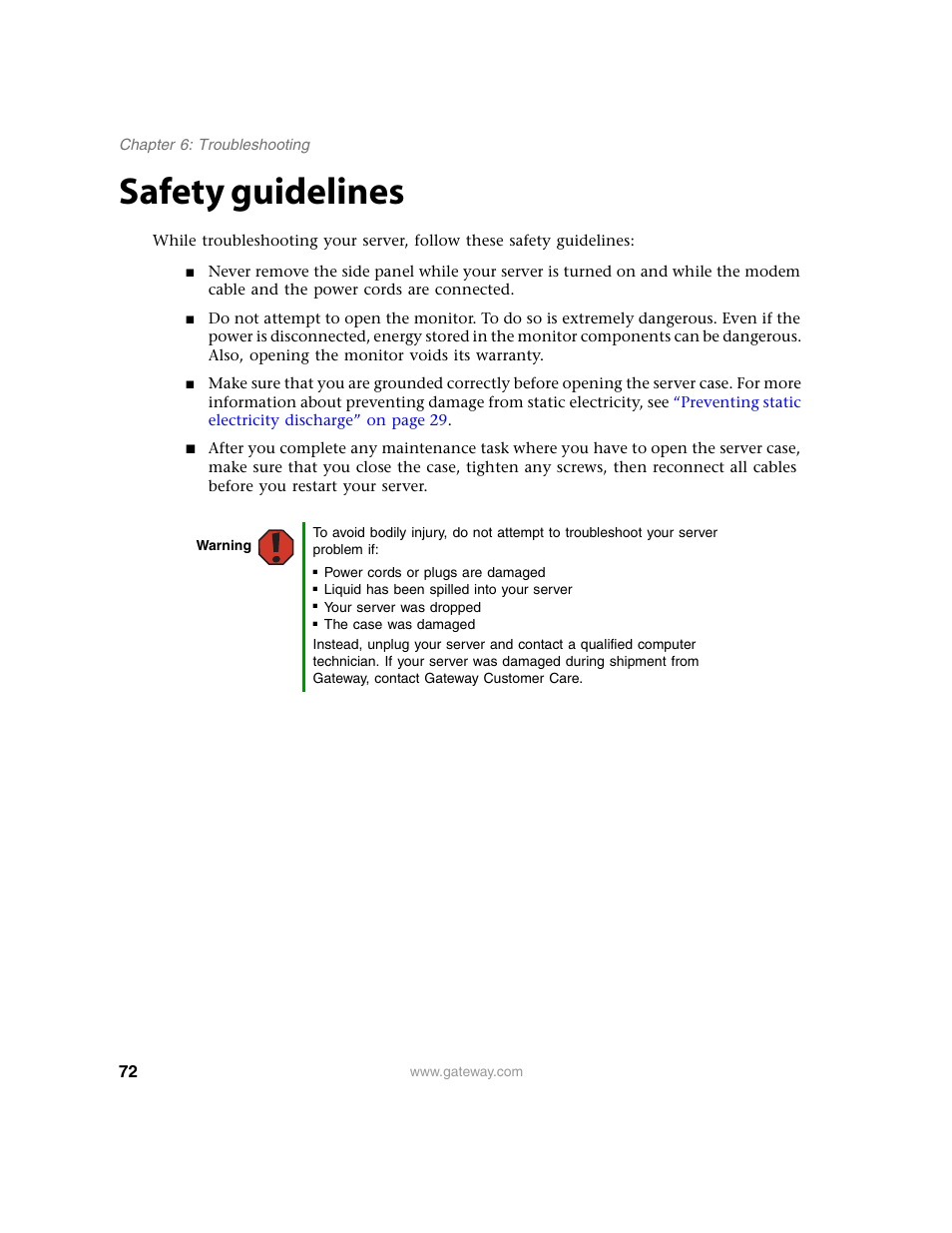 Safety guidelines | Gateway E-9220T User Manual | Page 77 / 124