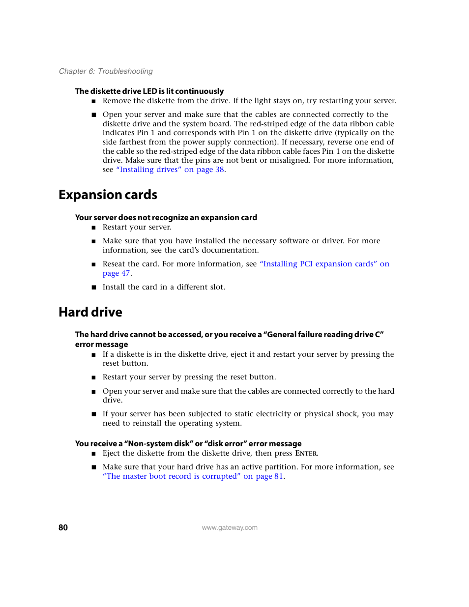 Expansion cards, Hard drive, Expansion cards hard drive | Gateway E-9220T User Manual | Page 85 / 124