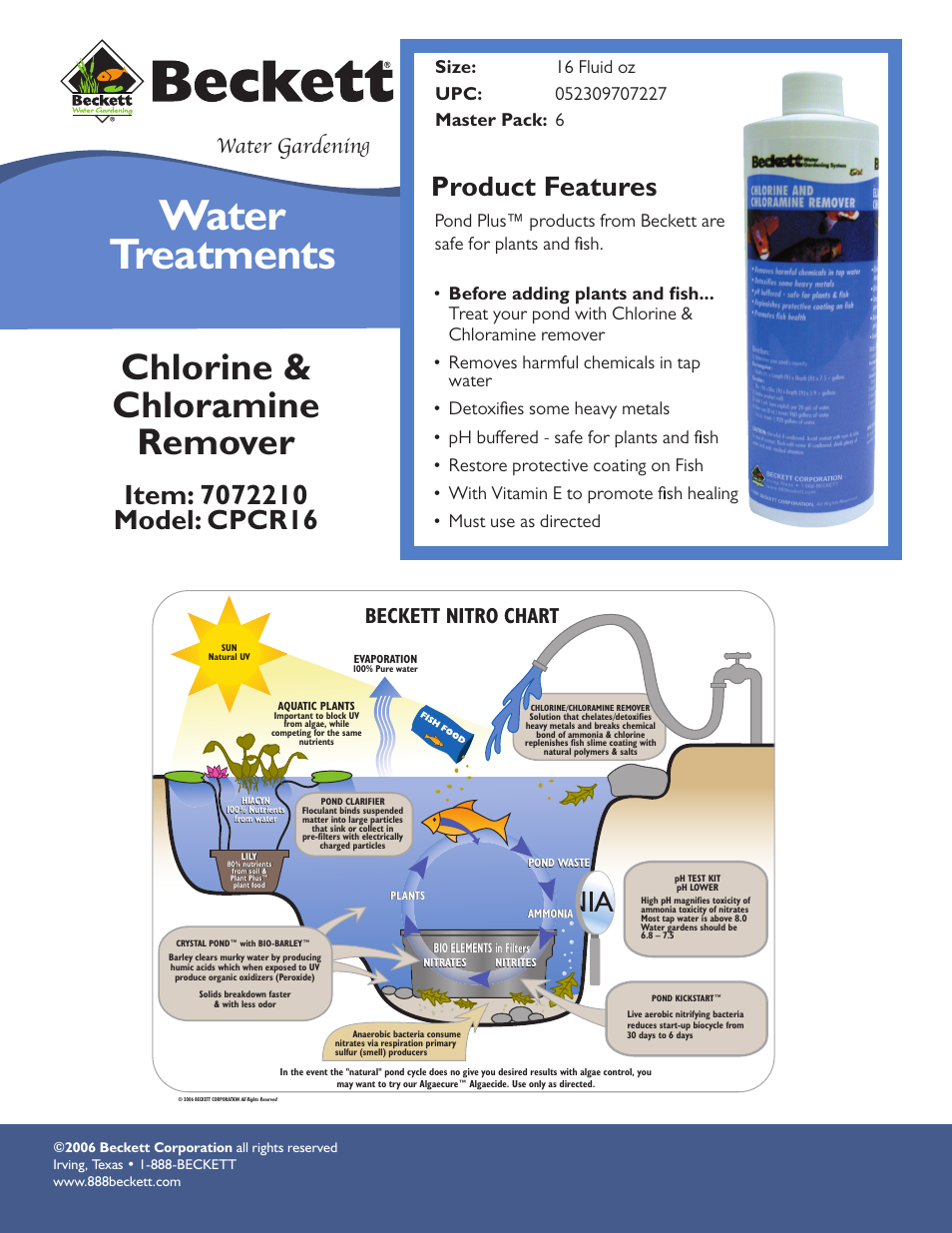 Beckett Water Gardening Water Treatments CPCR16 User Manual | 1 page