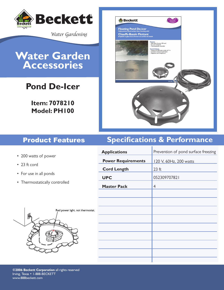 Beckett Water Gardening PH100 User Manual | 1 page