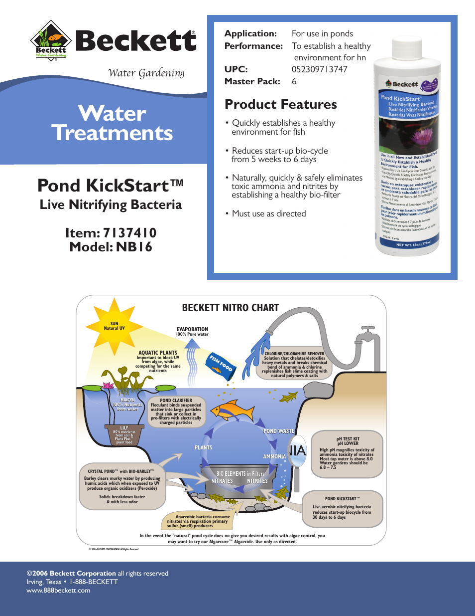 Beckett Water Gardening Water Treatments NB16 User Manual | 1 page