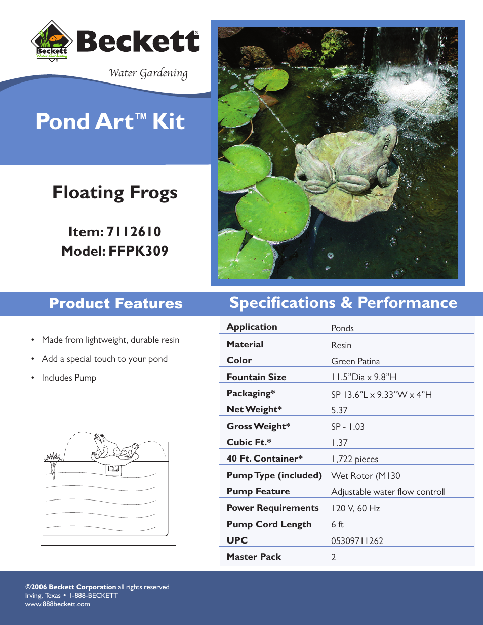 Beckett Water Gardening Pond Art Kit FFPK309 User Manual | 1 page