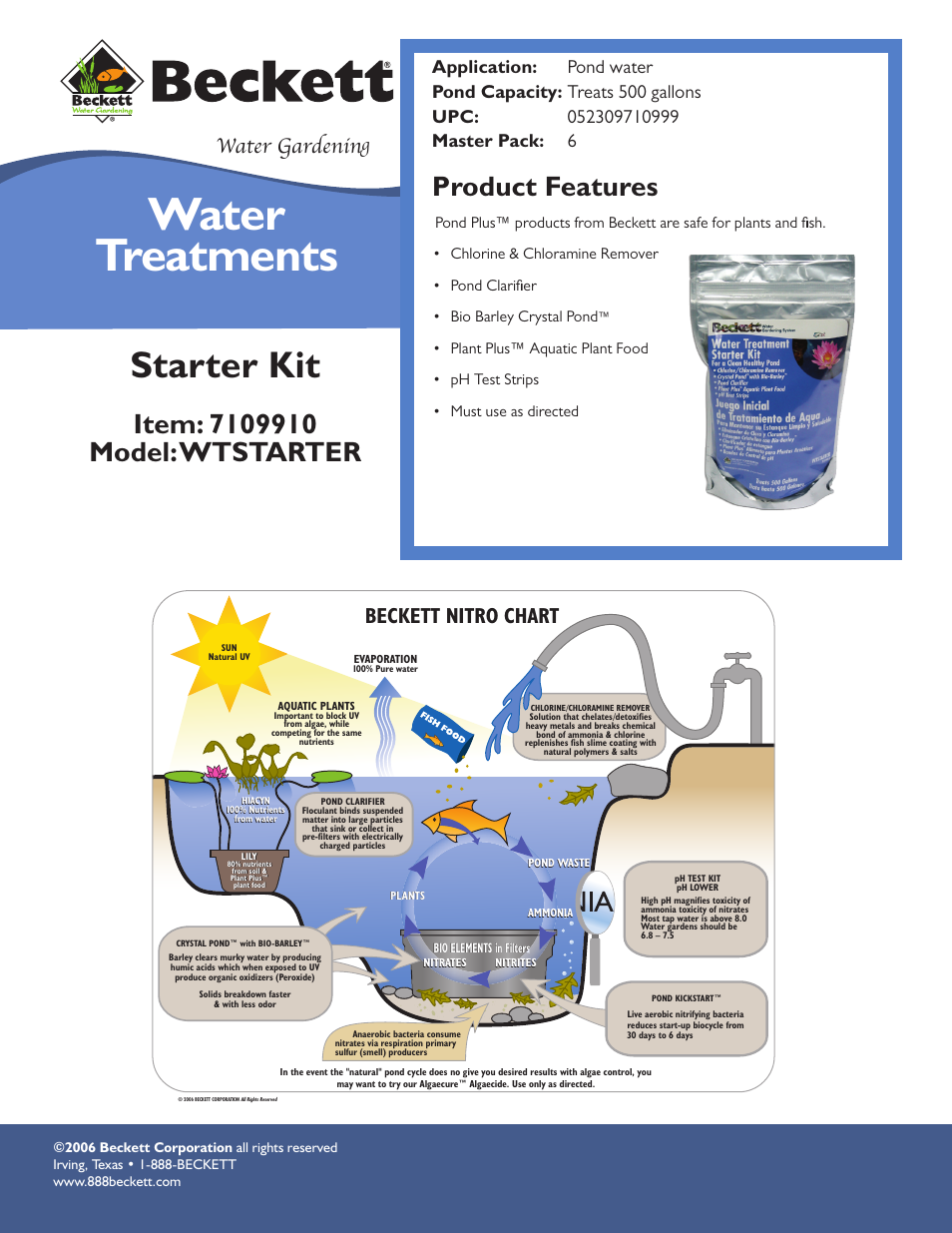 Beckett Water Gardening Water Treatments Starter Kit WTSTARTER User Manual | 1 page