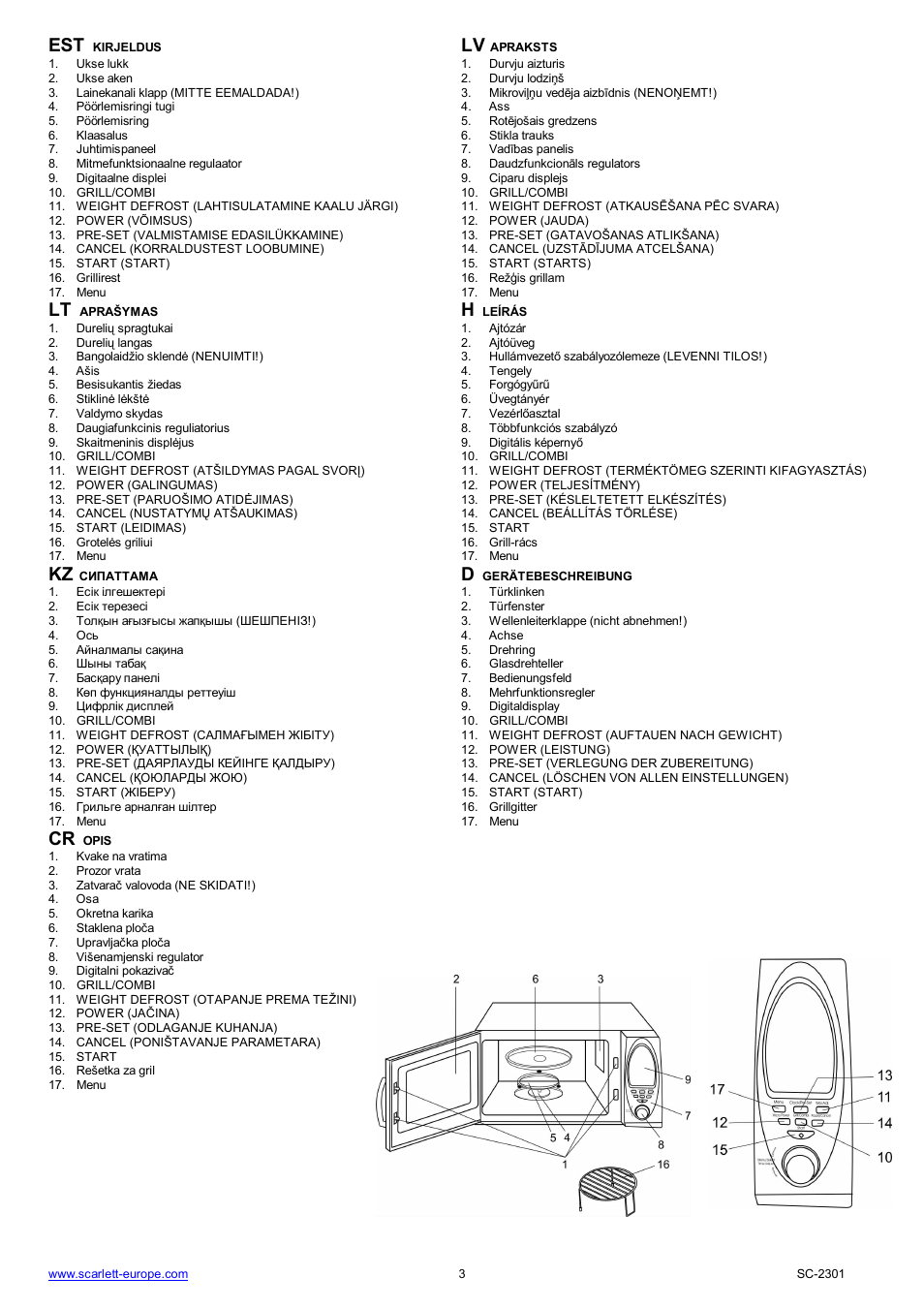 Kz d | Scarlett SC-2301 User Manual | Page 3 / 46