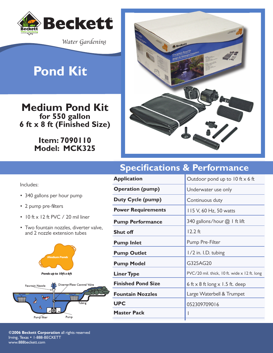 Beckett Water Gardening Pond Kit MCK325 User Manual | 1 page