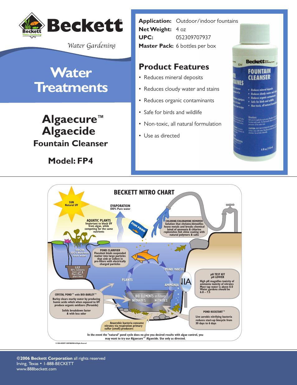 Beckett Water Gardening Fountain Cleanser FP4 User Manual | 1 page