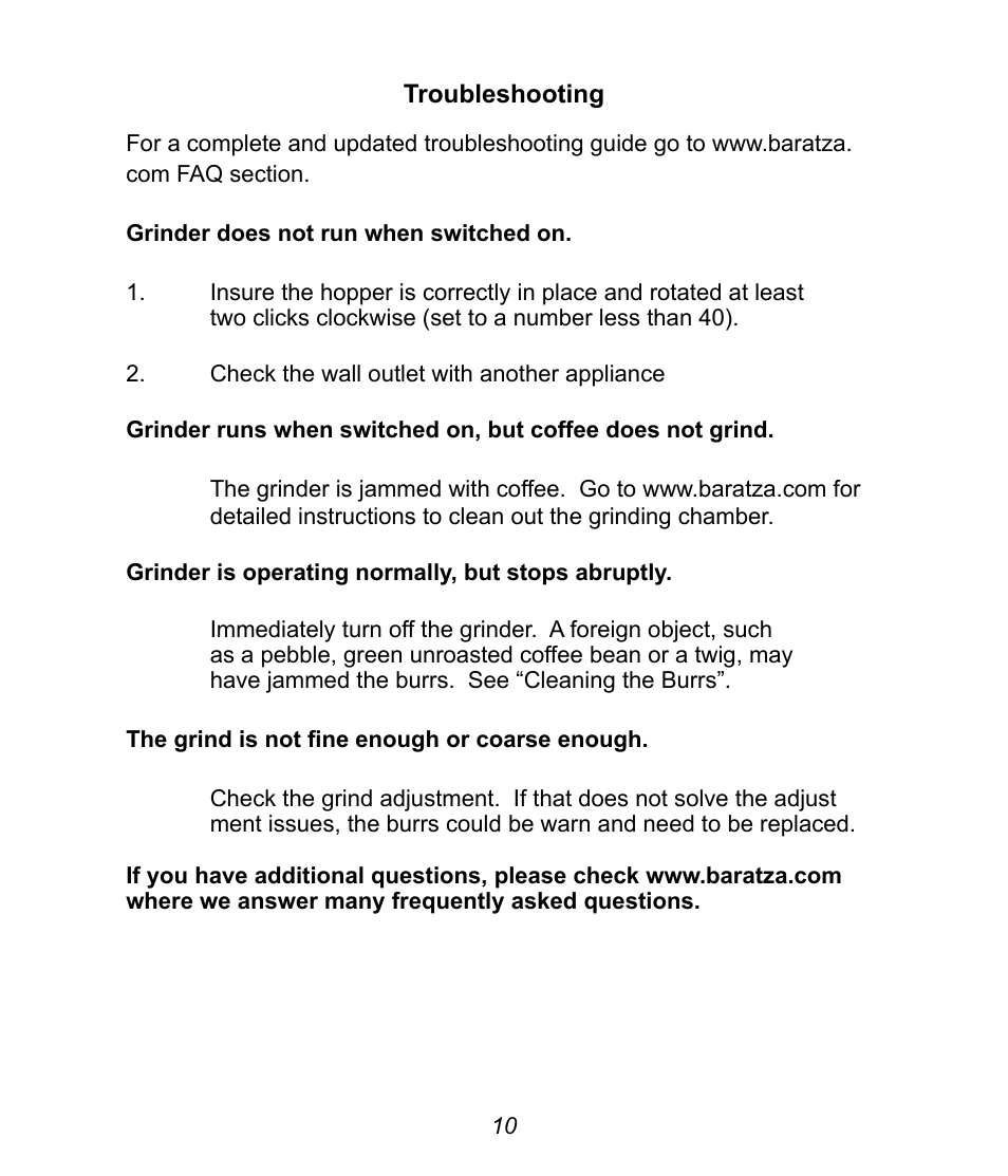 Baratza Maestro User Manual | Page 12 / 15