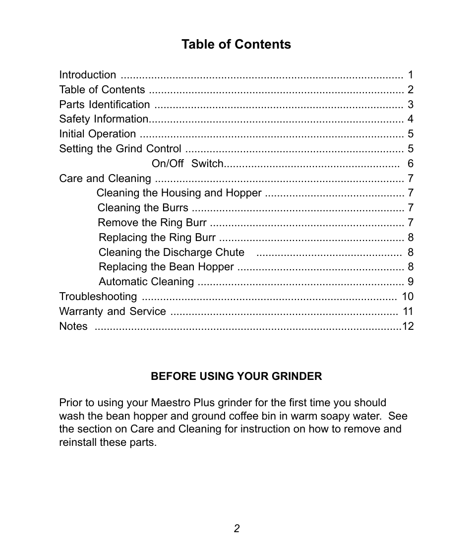 Baratza Maestro User Manual | Page 4 / 15