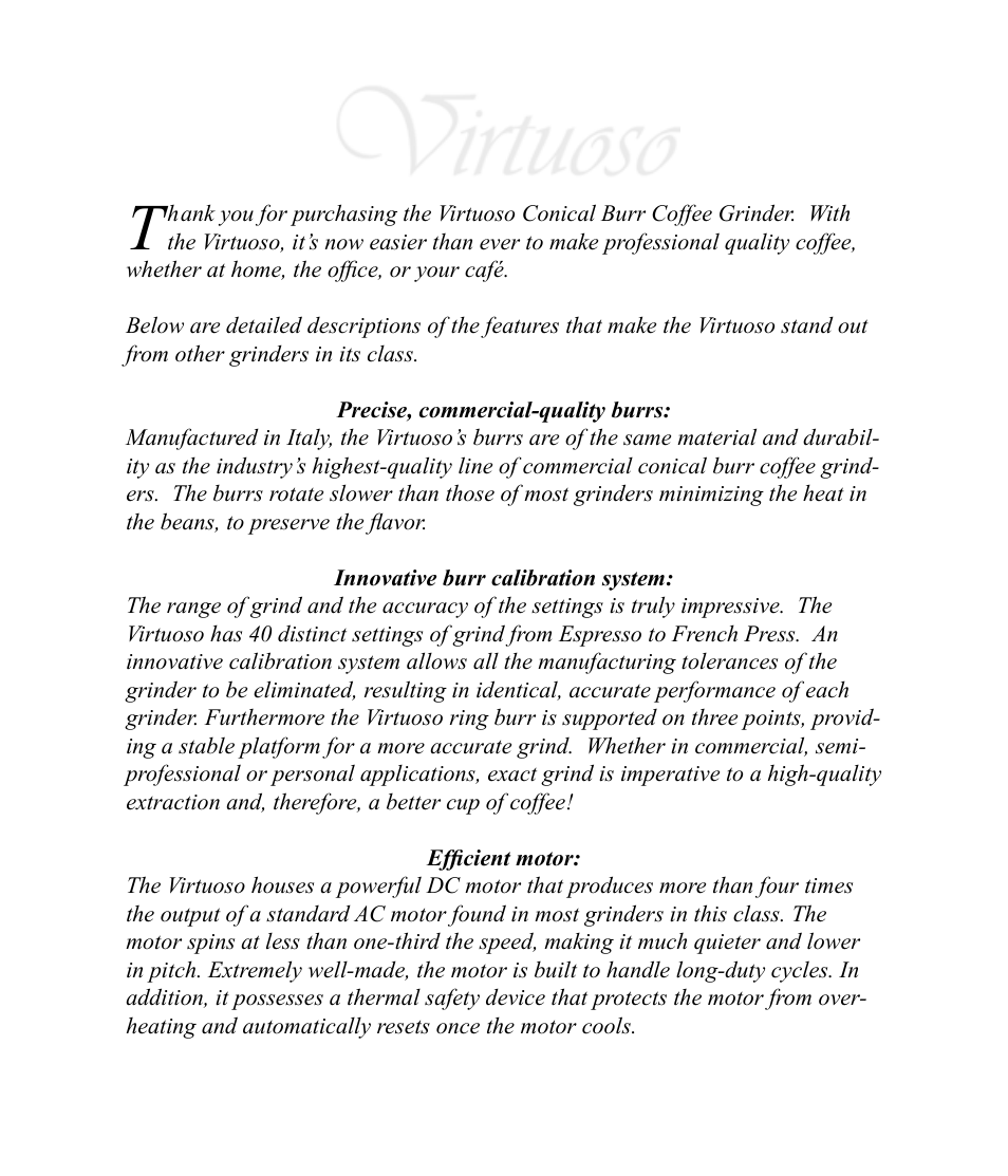 Baratza Virtuoso User Manual | Page 2 / 14