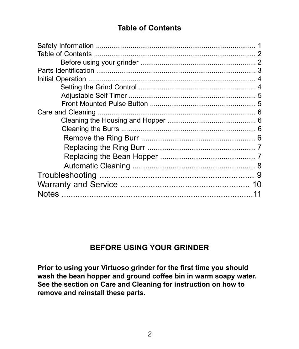 Baratza Virtuoso User Manual | Page 4 / 14