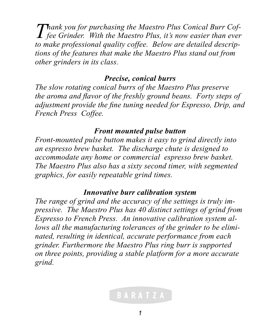 Baratza Maestro Plus User Manual | Page 3 / 15