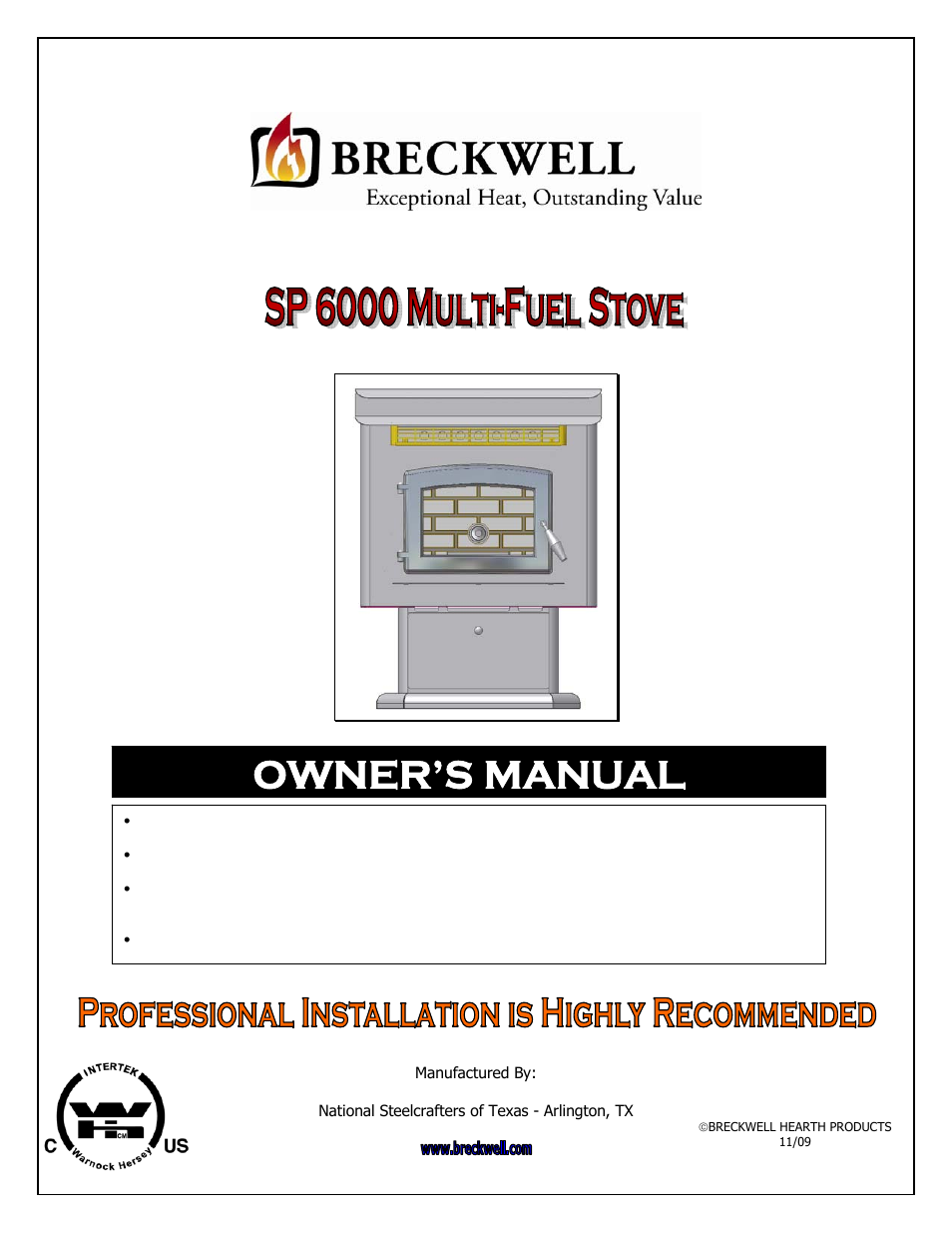 Breckwell SP 6000 User Manual | 29 pages
