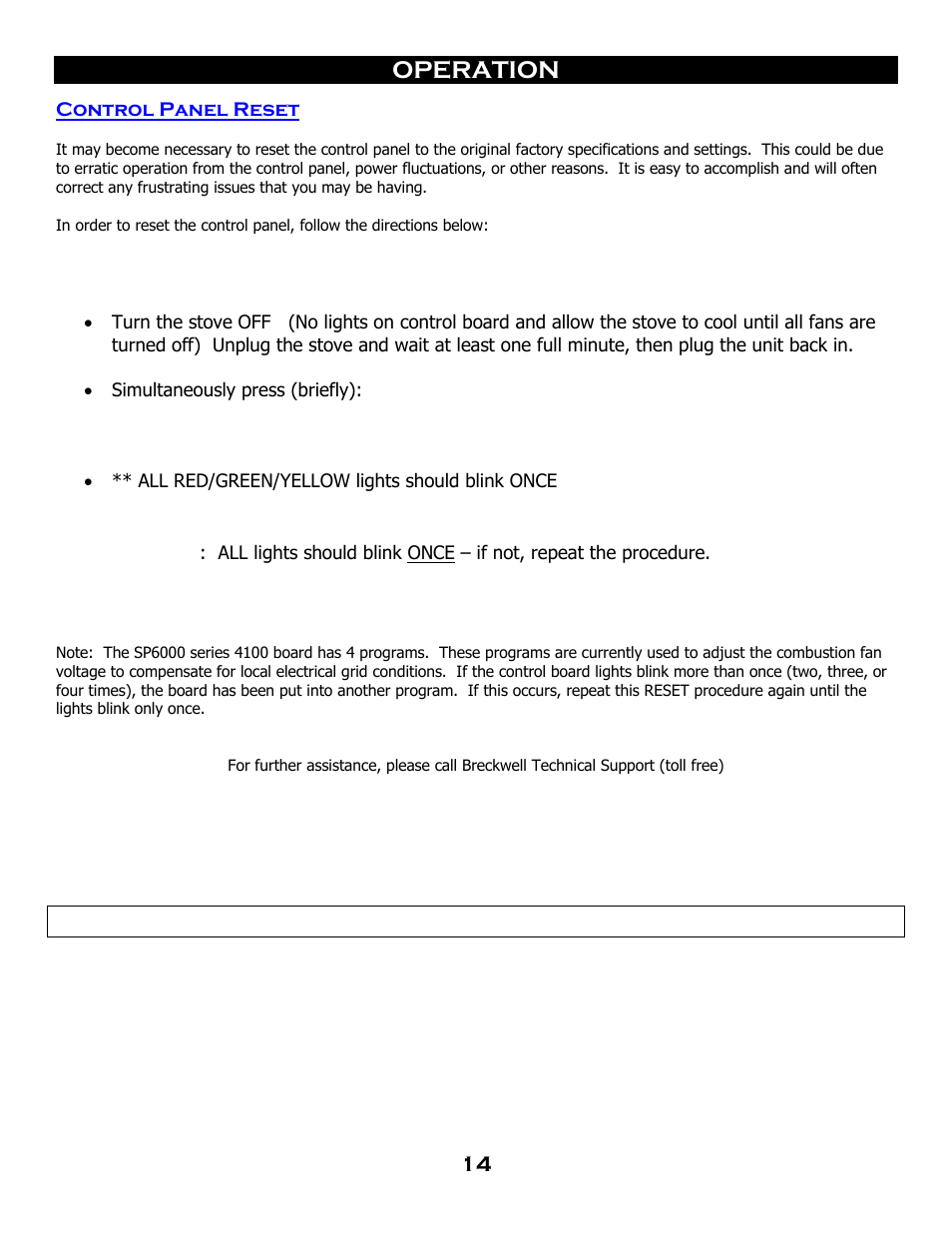 Operation, Set the control board | Breckwell SP 6000 User Manual | Page 18 / 29