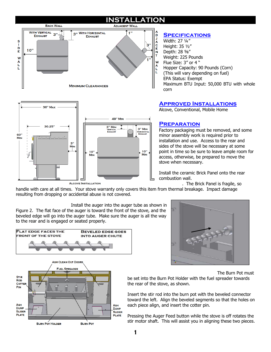 Installation, Specifications, Approved installations | Preparation | Breckwell SP 6000 User Manual | Page 5 / 29