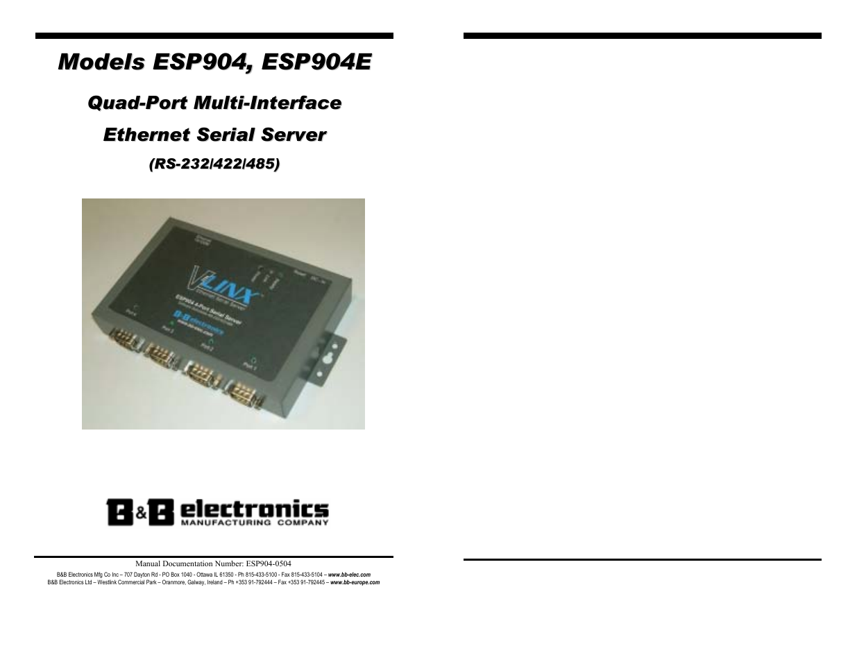 B&B Electronics ESP904 User Manual | 39 pages