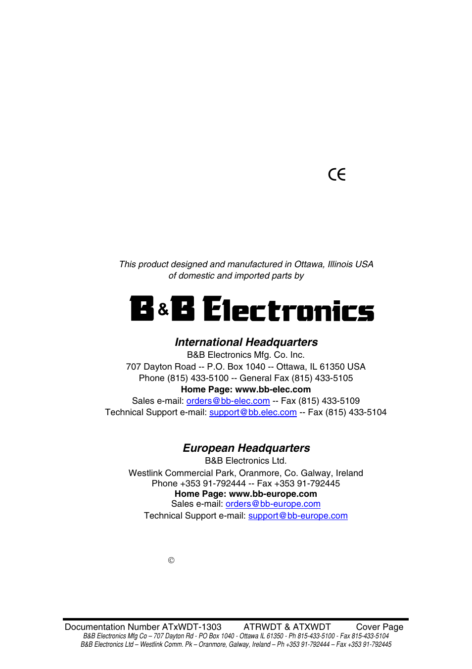 B&B Electronics PC Watchdog Timer Card ATRWDT User Manual | 23 pages