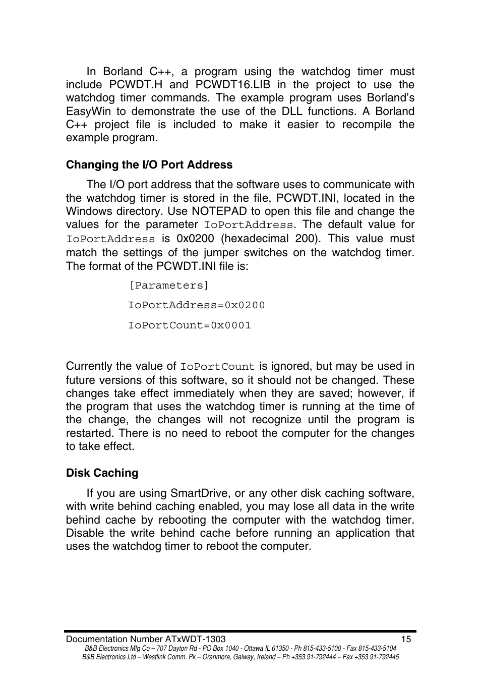 B&B Electronics PC Watchdog Timer Card ATRWDT User Manual | Page 16 / 23