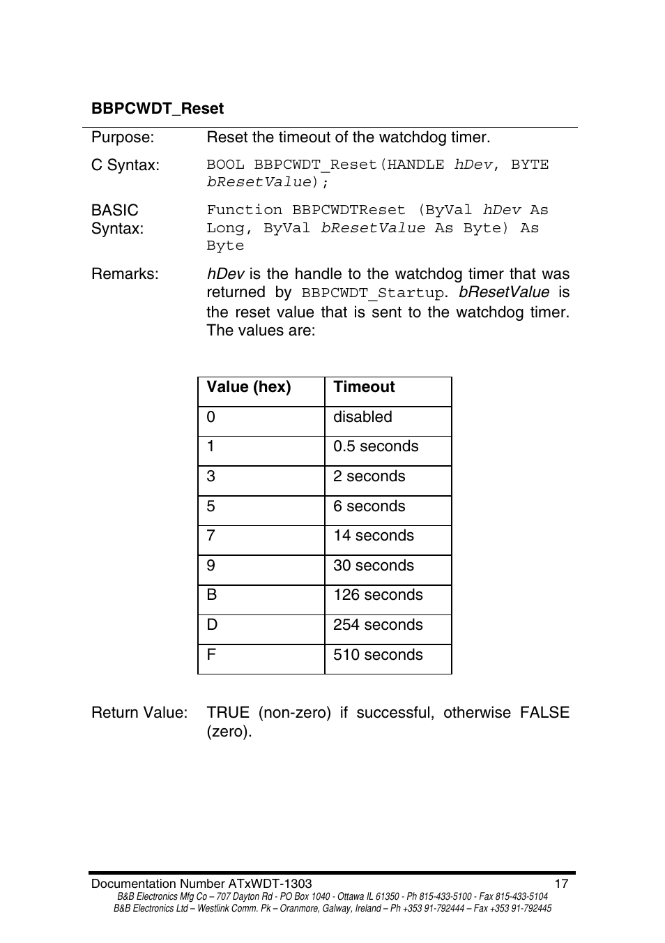 B&B Electronics PC Watchdog Timer Card ATRWDT User Manual | Page 18 / 23