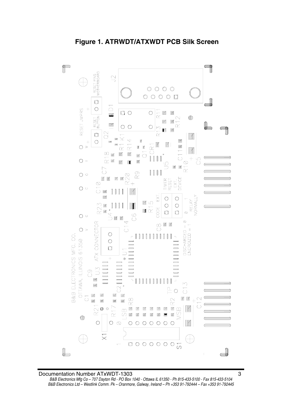 Figure 1. atrwdt/atxwdt pcb silk screen | B&B Electronics PC Watchdog Timer Card ATRWDT User Manual | Page 5 / 23