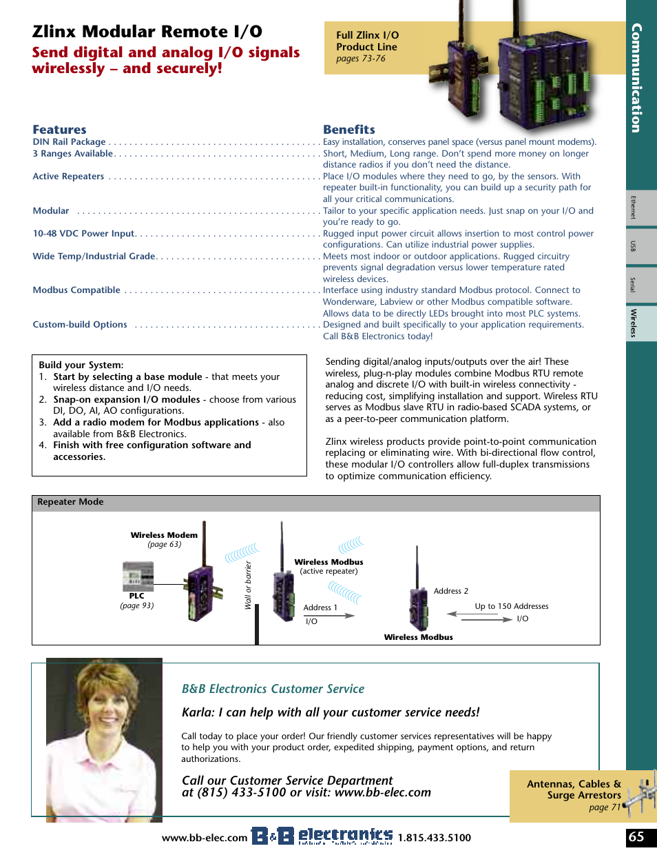 Zlinx modular remote i/o, Features benefits | B&B Electronics Modem User Manual | Page 4 / 10