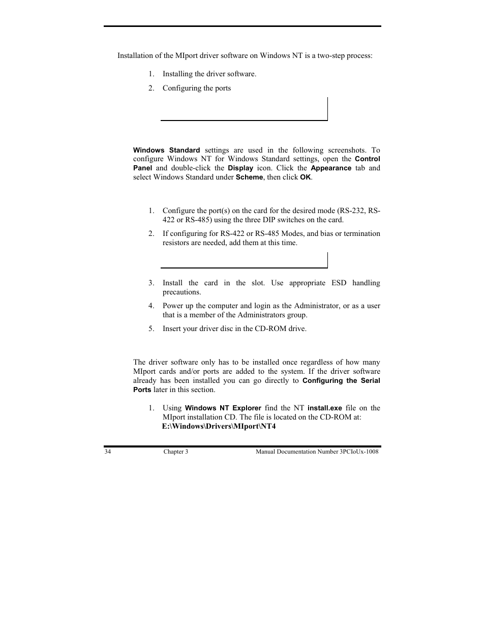 Installing windows nt driver software | B&B Electronics 3PCIU4 User Manual | Page 40 / 92