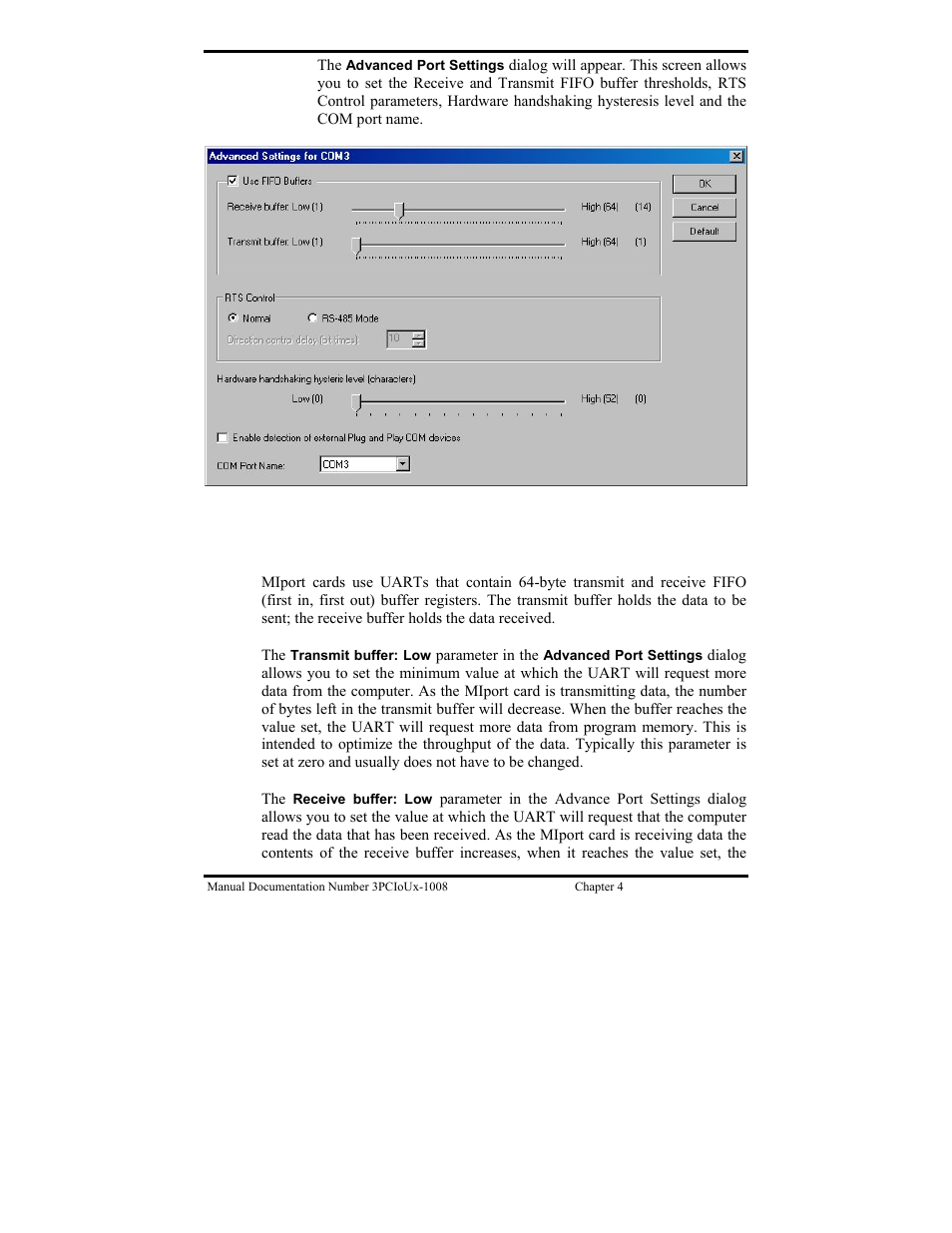 Setting the fifo buffers | B&B Electronics 3PCIU4 User Manual | Page 47 / 92