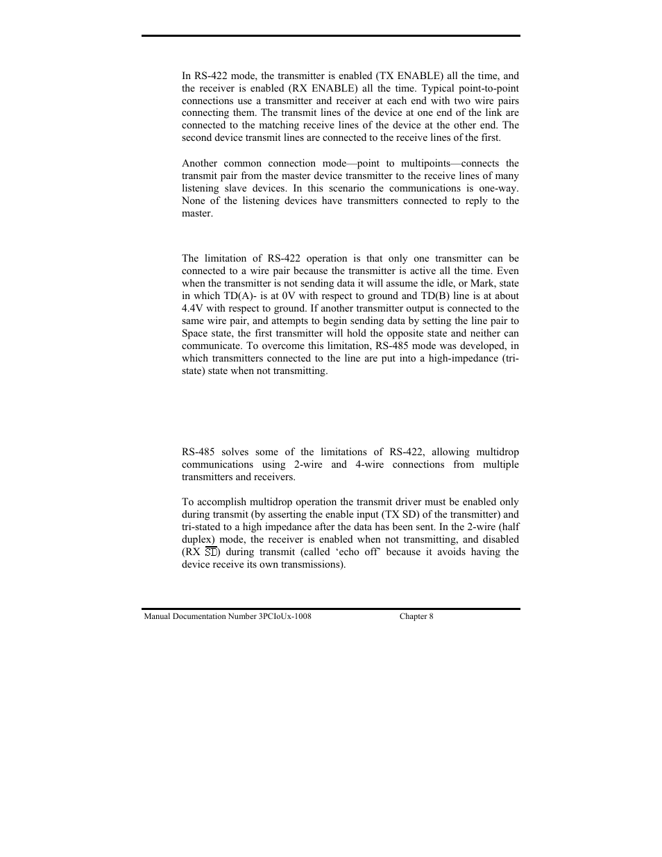 Rs-422 operation, Rs-485 operation | B&B Electronics 3PCIU4 User Manual | Page 67 / 92