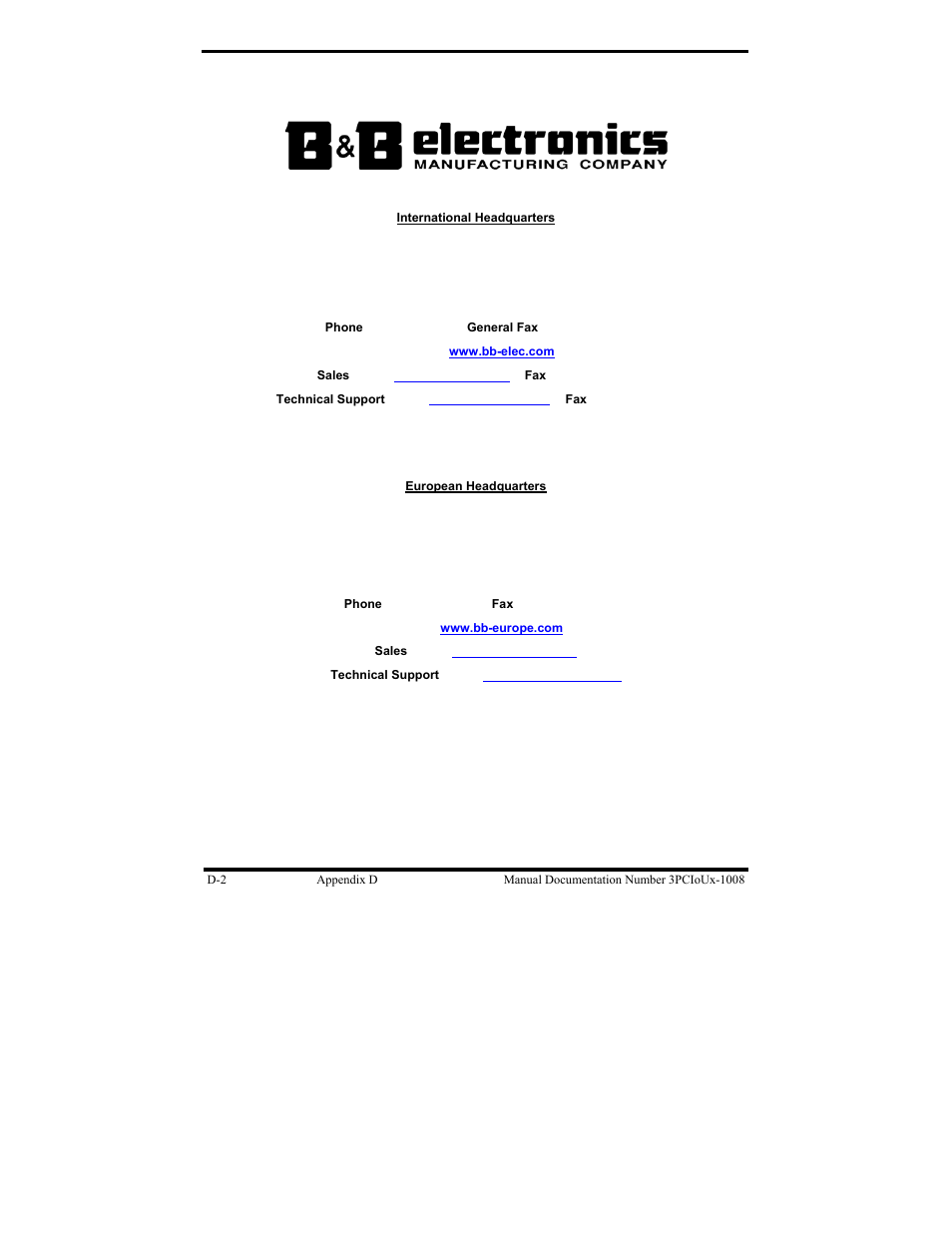 B&B Electronics 3PCIU4 User Manual | Page 92 / 92