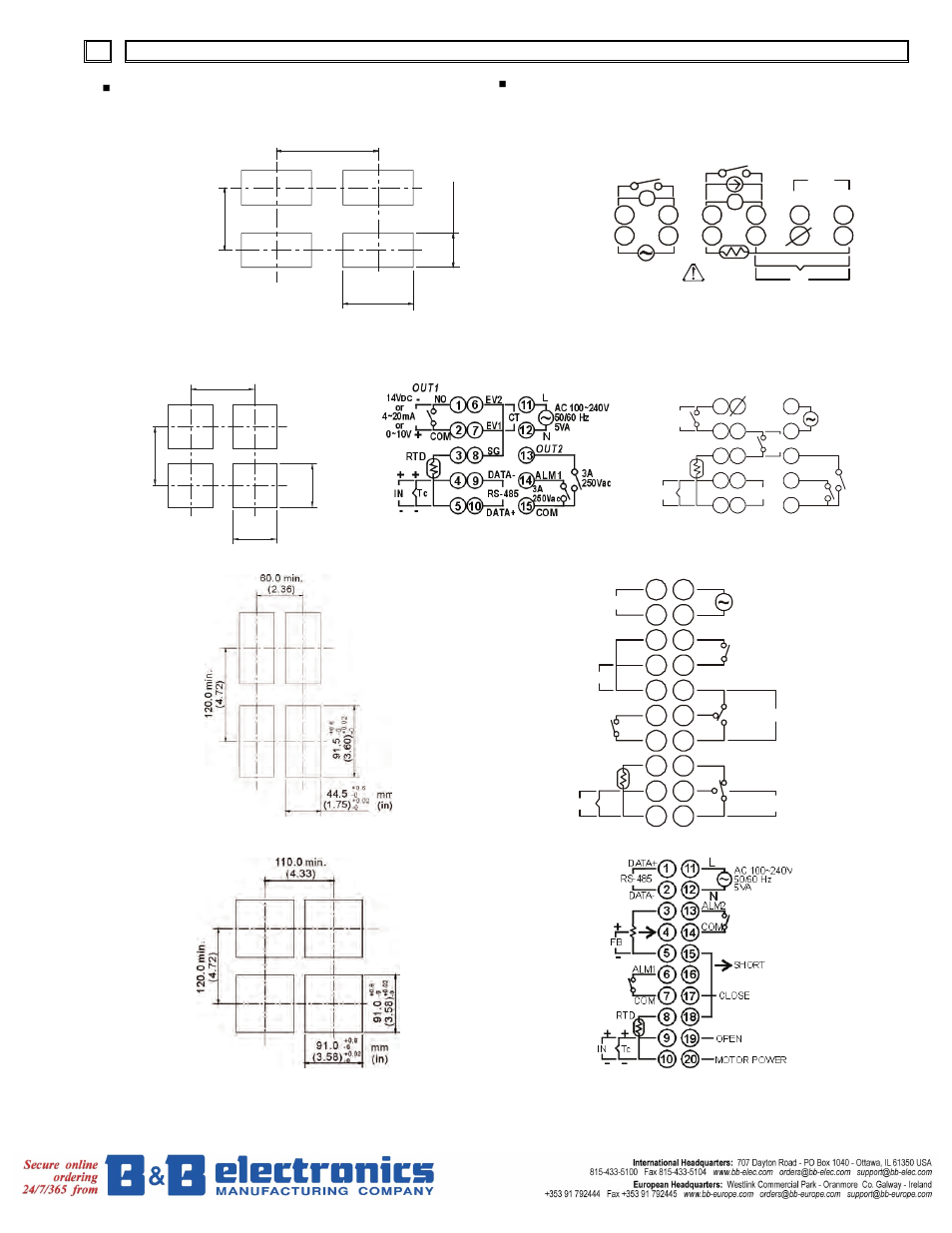 10 14 panel cutout and terminals identification | B&B Electronics DELTA Temperature Controller DTB Series User Manual | Page 11 / 13