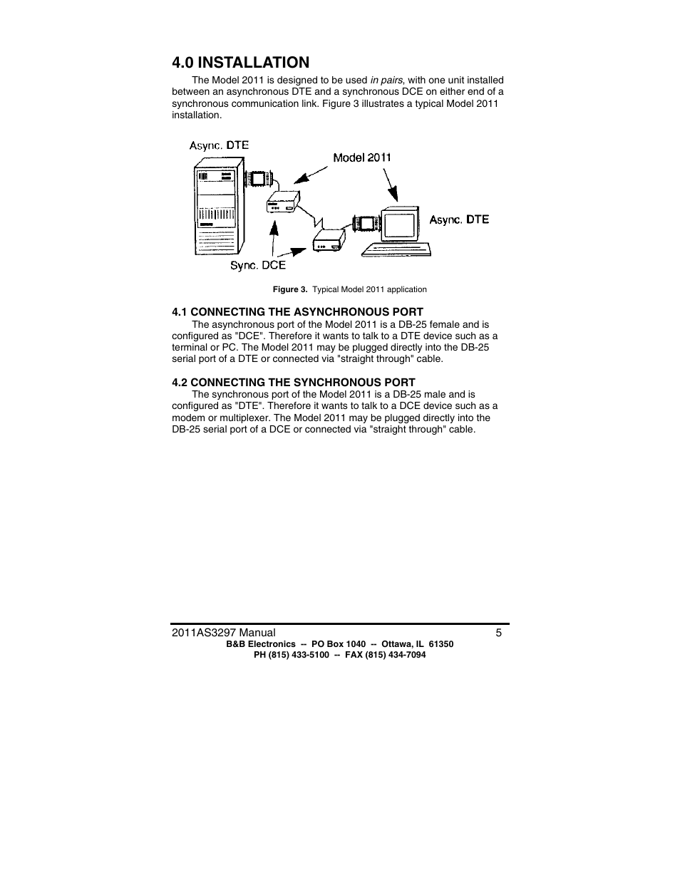 0 installation | B&B Electronics High Speed Asynchronous to Synchronous Converter 2011 User Manual | Page 7 / 11