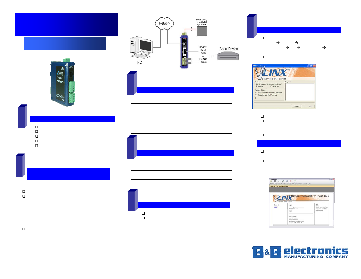 B&B Electronics Serial Servers Vlinx VESR9xx User Manual | 2 pages