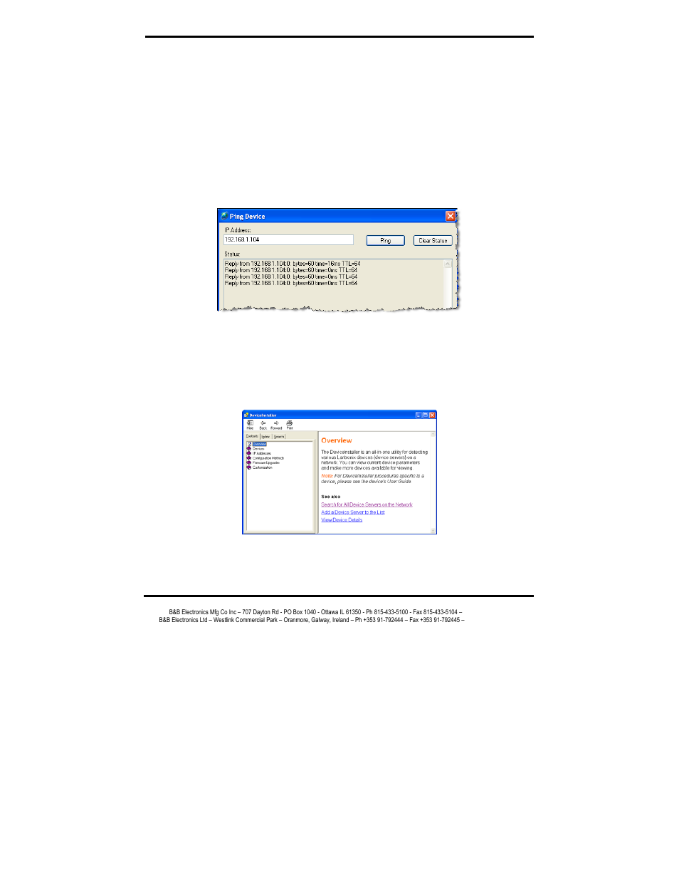 Using ping, Using help | B&B Electronics MES1A User Manual | Page 55 / 71