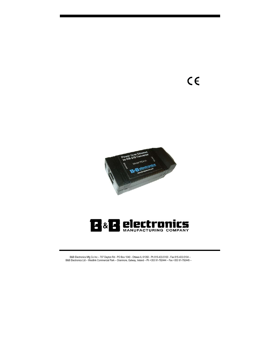 B&B Electronics Mini POE Ethernet to RS-232 Converter PESV1A User Manual | 60 pages