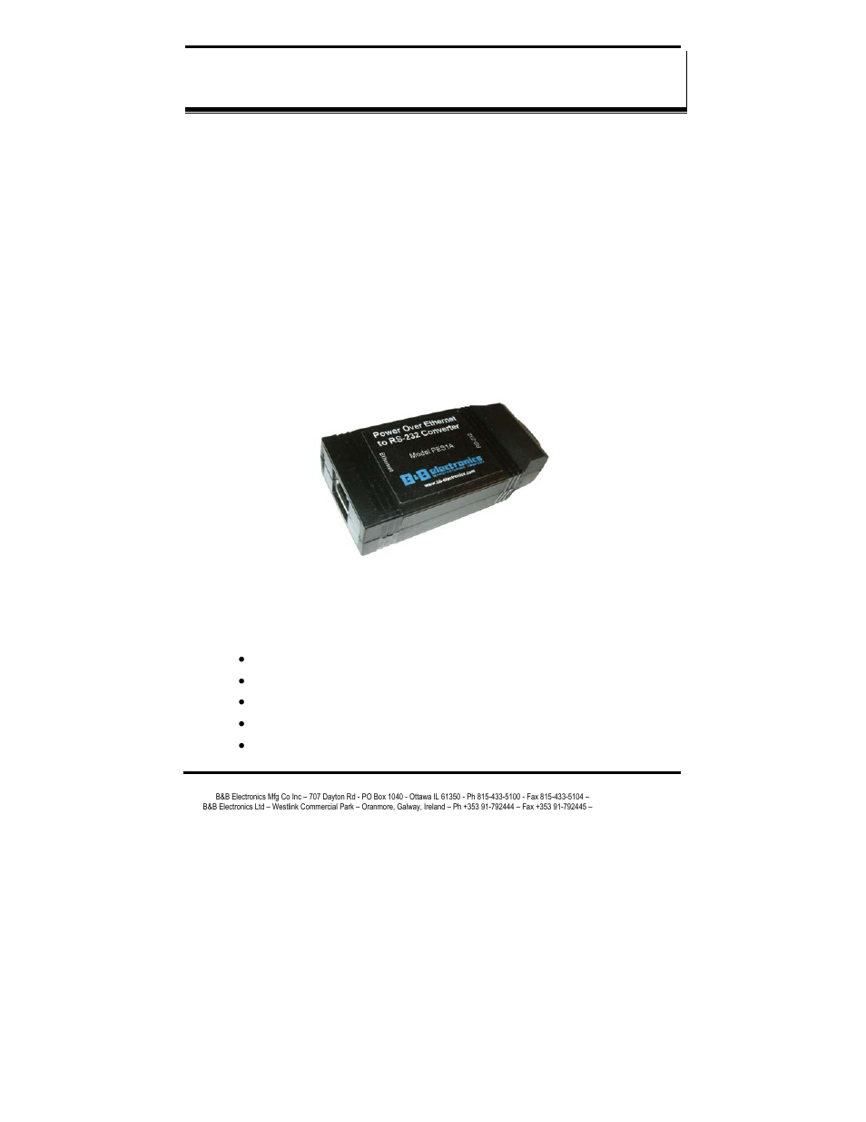 B&B Electronics Mini POE Ethernet to RS-232 Converter PESV1A User Manual | Page 11 / 60