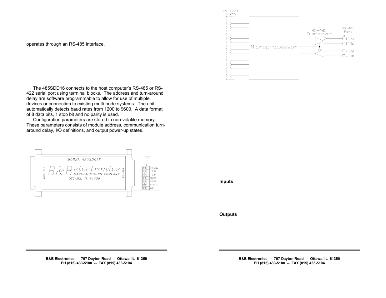 Chapter 1- introduction | B&B Electronics RS-485 Digital I/O Module 485SDD16 User Manual | Page 3 / 28