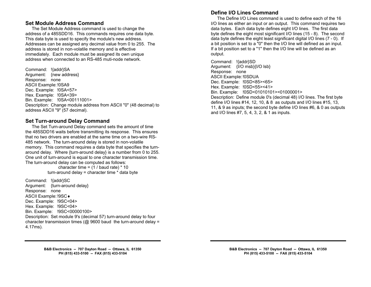B&B Electronics RS-485 Digital I/O Module 485SDD16 User Manual | Page 9 / 28