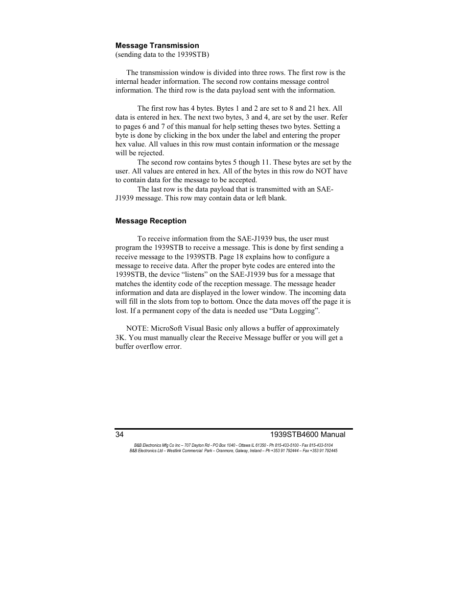 B&B Electronics RS-232 to J1939 Converter CE 1939STB User Manual | Page 36 / 40