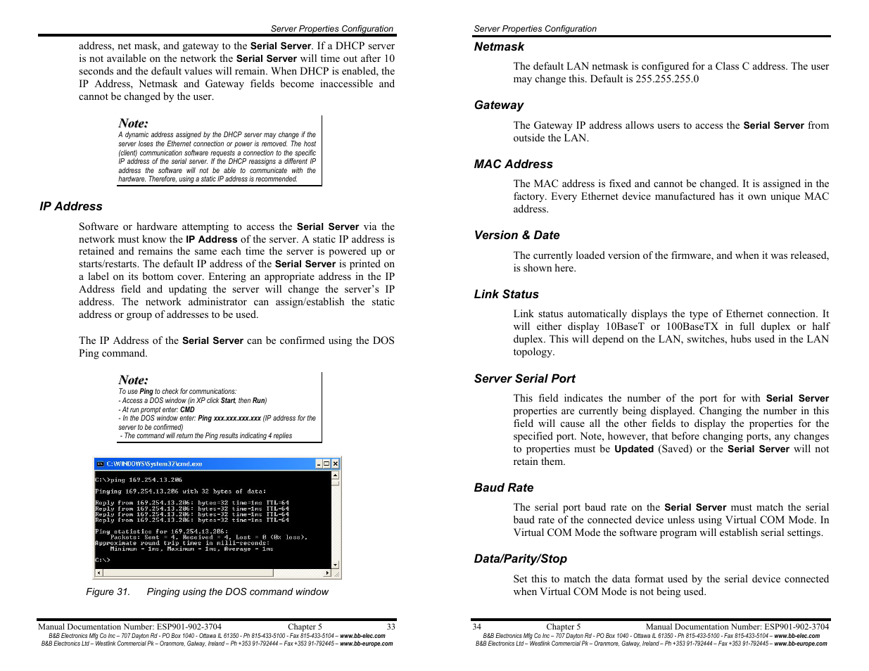 B&B Electronics Vlinx Serial Servers ESP902E User Manual | Page 22 / 47