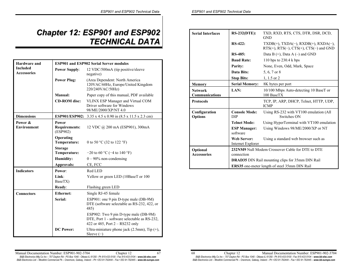 B&B Electronics Vlinx Serial Servers ESP902E User Manual | Page 39 / 47