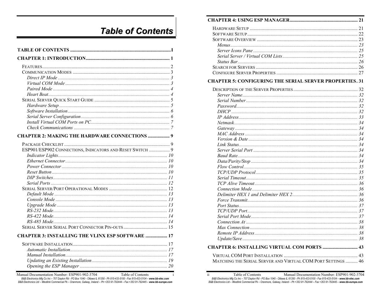 B&B Electronics Vlinx Serial Servers ESP902E User Manual | Page 4 / 47