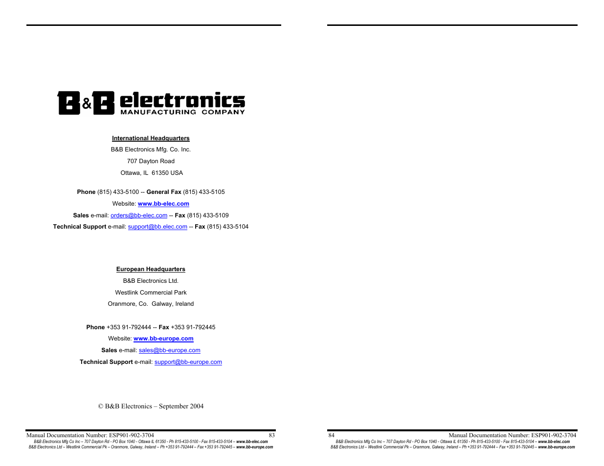 B&B Electronics Vlinx Serial Servers ESP902E User Manual | Page 47 / 47