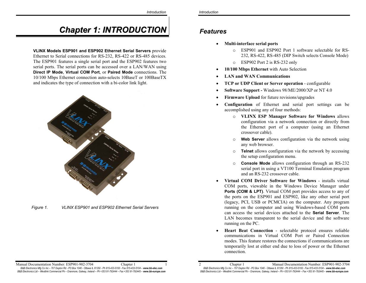 B&B Electronics Vlinx Serial Servers ESP902E User Manual | Page 6 / 47